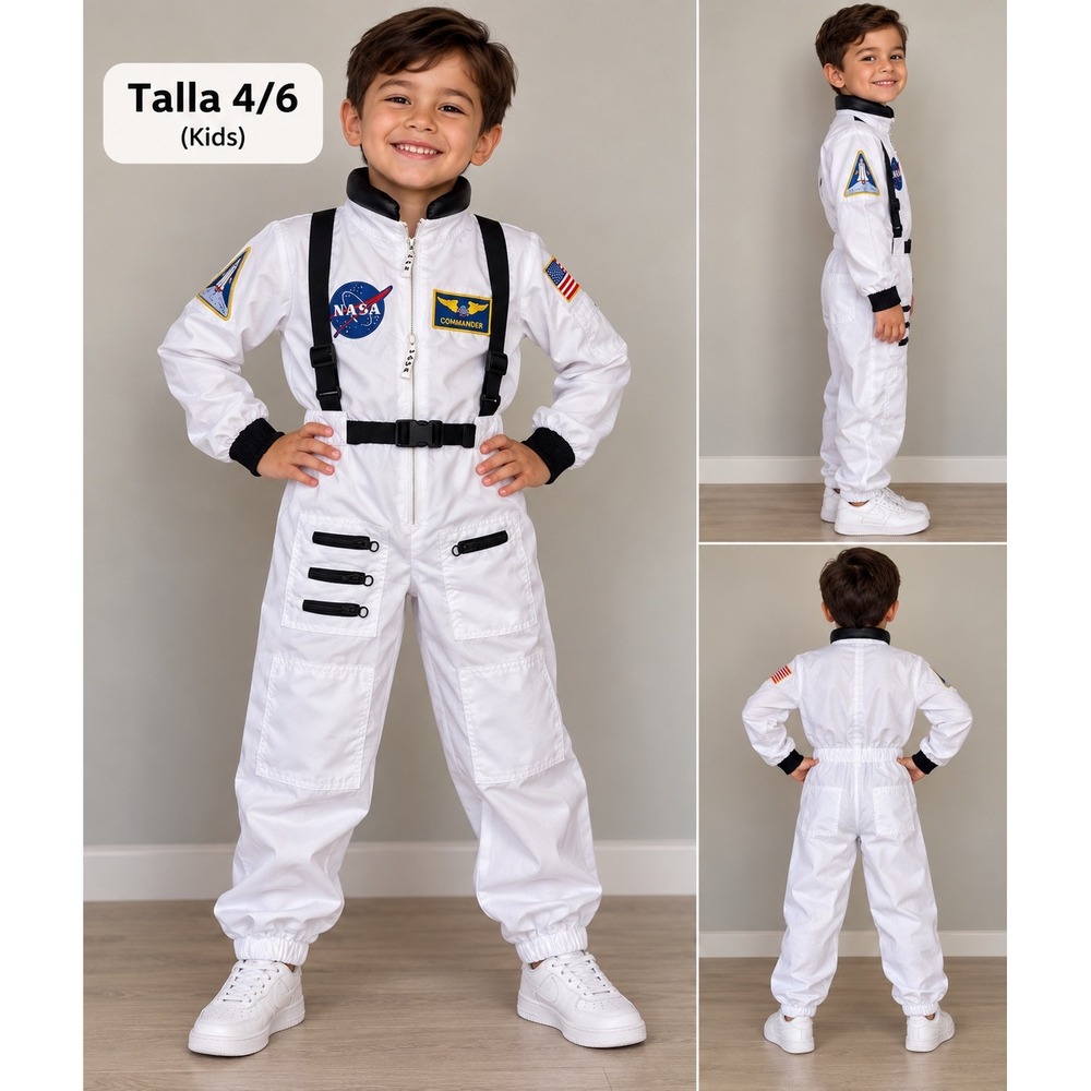 Aeromax NASA Astronaut Commander Flight Suit Costume White Kids Size 4-6